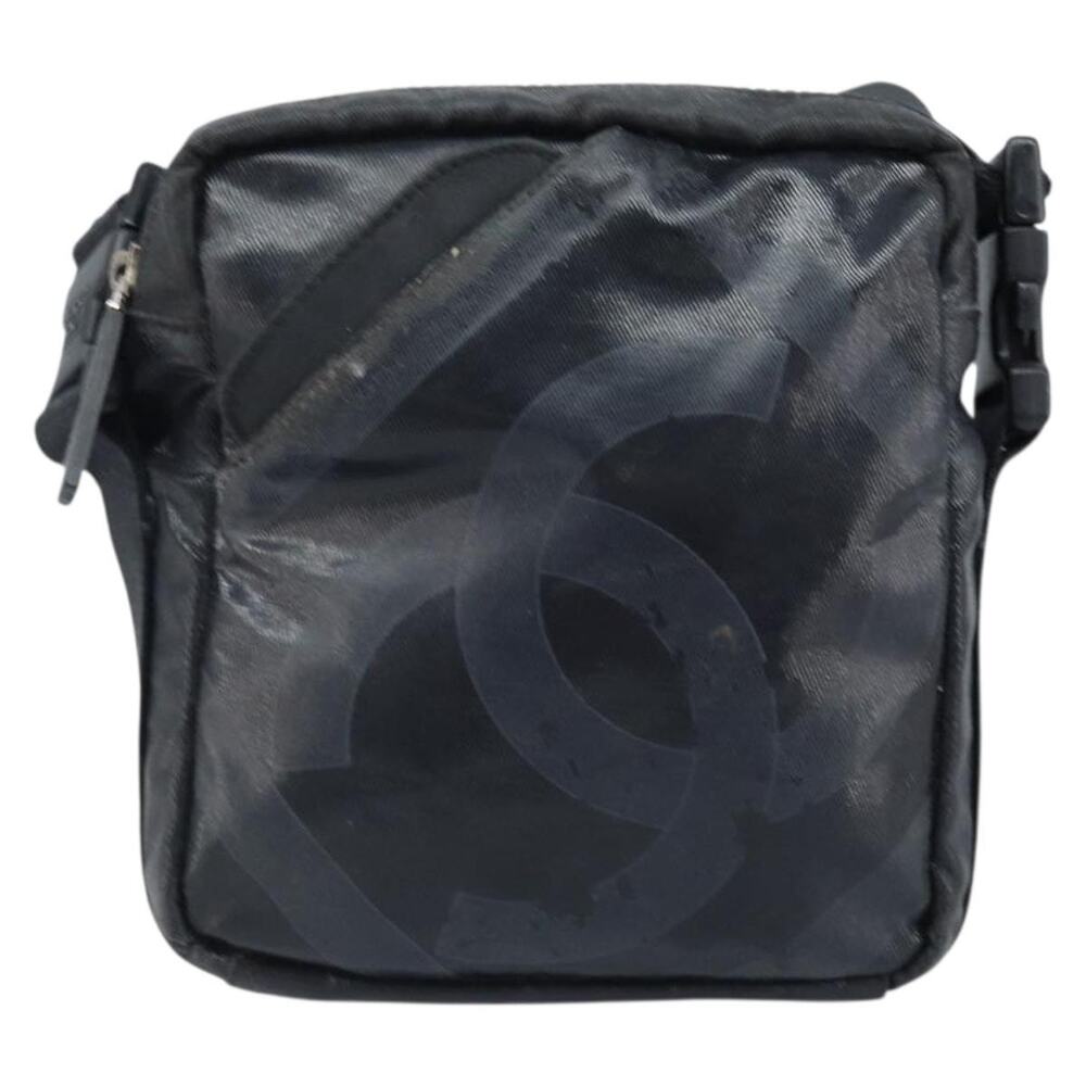 Chanel Coated Canvas Shoulder Bag Black